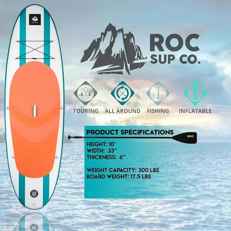 ROC All-in-One Inflatable Stand-Up Paddle Board – Non-Slip Deck & Travel Kit