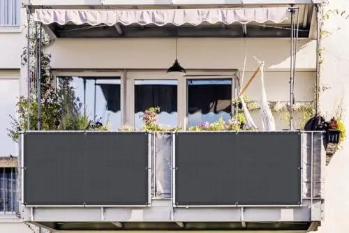 LOVE STORY 3'x10′ Charcoal HDPE Privacy Screen Fence Cover – UV Protection, Weather-Resistant for Deck, Patio, Backyard, Pool, Porch, Railing