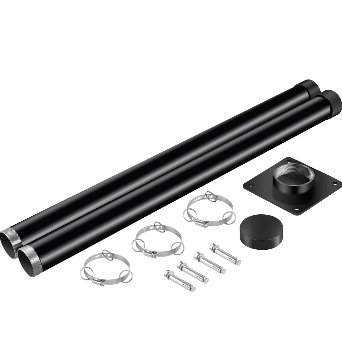 VEVOR Shade Sail Pole 85 in. Height 3 in. Diameter Steel Structure Powder Coated Extendable Sun Shade Post for Garden, Black