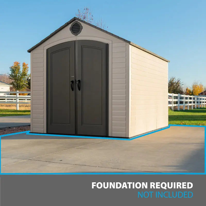 Lifetime 8′ x 10′ Outdoor Storage Shed – Durable Polyethylene Structure with Lockable Door