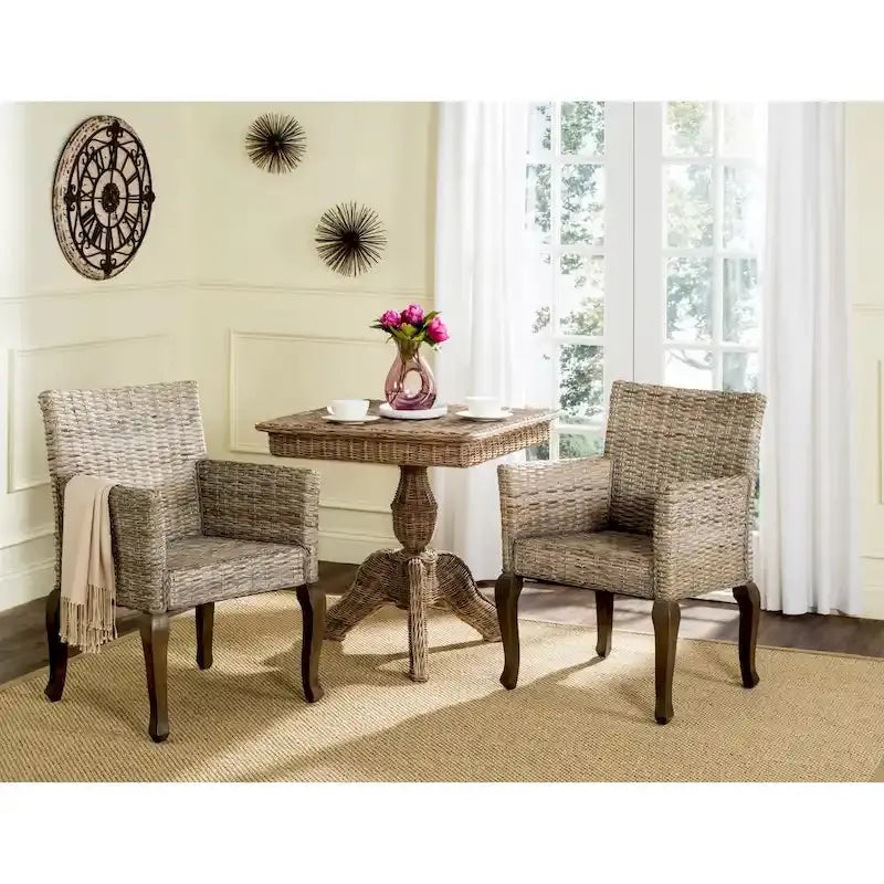 Safavieh Alearda Natural Dining Chairs – Set of 2 Modern Wooden Side Chairs (23″W x 24.4″D x 34″H)