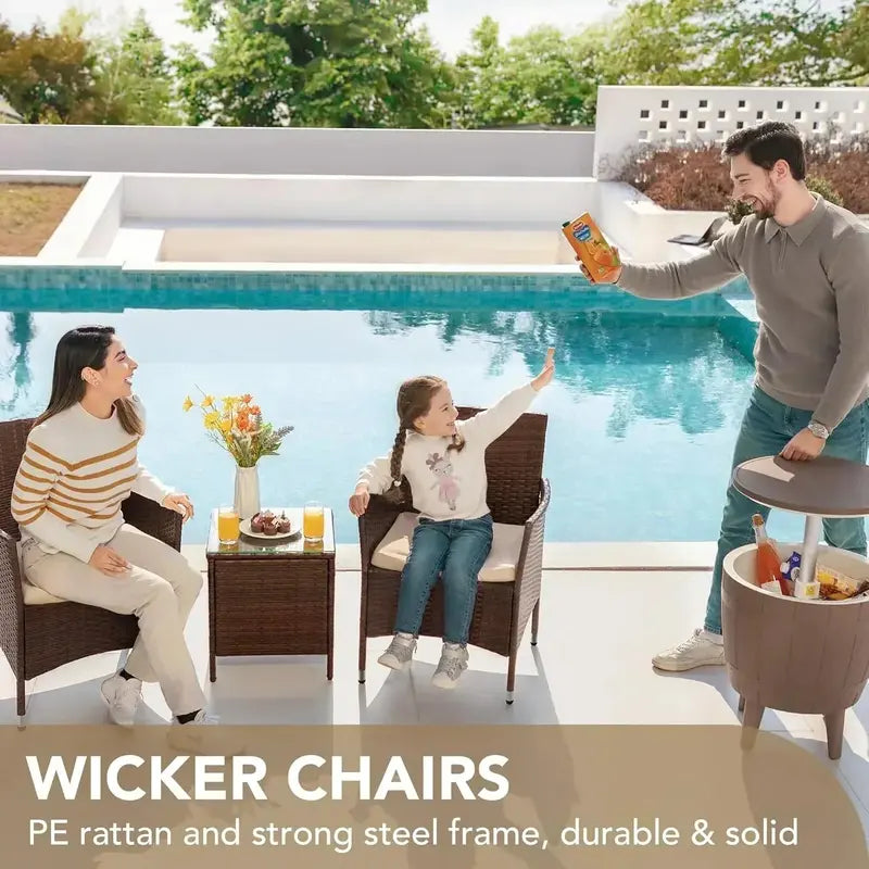 Devoko PE Rattan Patio Set — 3-Piece Garden Furniture with All-Weather Wicker Chairs