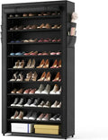 ROJASOP 10-Tier Covered Shoe Rack – Stackable, Tall, High-Capacity Storage Unit