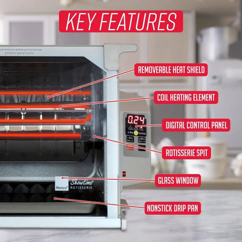 Digital Platinum Showtime Countertop Rotisserie Oven – ST5000PLAT with Precise Temperature Control and Even Cooking