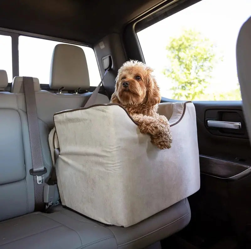 Lookout I Dog Booster Seat – Elevated Pet Car Seat for Small Dogs (5–15 lbs), Black Diamond Fabric with Washable Cover