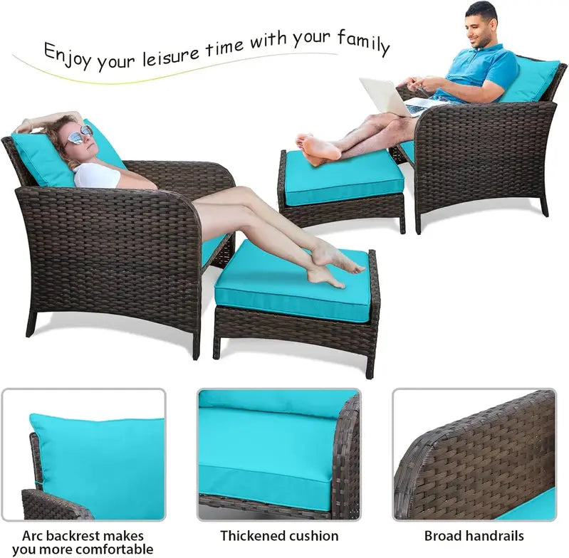 Leveleve 5-Piece Balcony Conversation Set – Compact Patio Furniture with Weather-Resistant Design