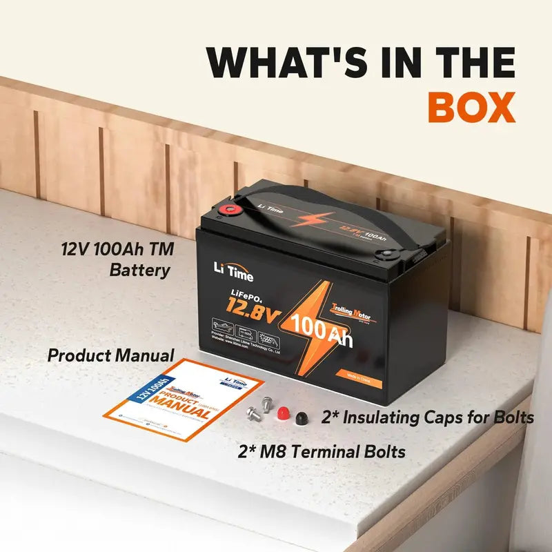 LiTime 12V 100Ah LiFePO4 Deep Cycle Battery – Built-in 100A BMS