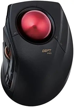 ELECOM DEFT PRO Trackball Mouse – Wired/Wireless/Bluetooth, Ergonomic 8-Button, Red Ball, Windows 11/MacOS