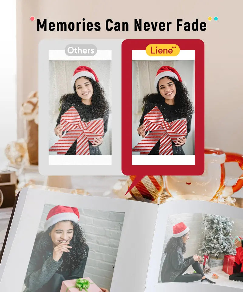 Liene 4×6 Wireless Photo Printer – Thermal Dye-Sublimation, 100-Sheet Bundle, iPhone & Android Compatible