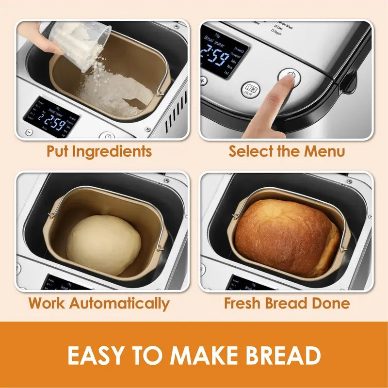 Kitchen in the Box 15-in-1 Bread Maker – Programmable Loaf Sizes & Crust Settings