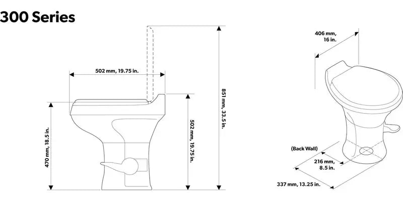 Dometic 300 Series Standard-Height RV Toilet – Durable White Plastic Model 302300071