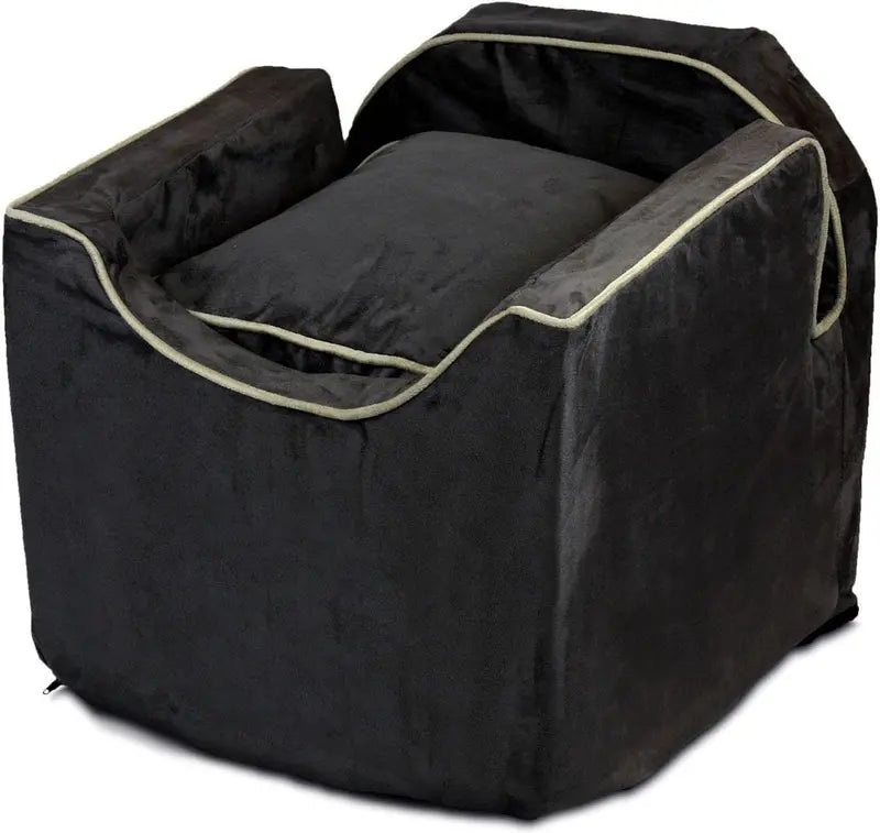 Lookout I Dog Booster Seat – Elevated Pet Car Seat for Small Dogs (5–15 lbs), Black Diamond Fabric with Washable Cover