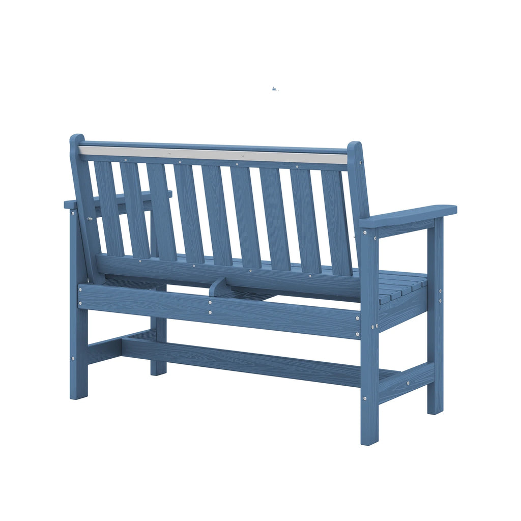 SERWALL Outdoor Bench for 2 - Person, Weather - Resistant HDPE with Aluminum Reinforcement, Supports 660 lb, Comfortable Seating for Patio, Garden, and Porch, Black