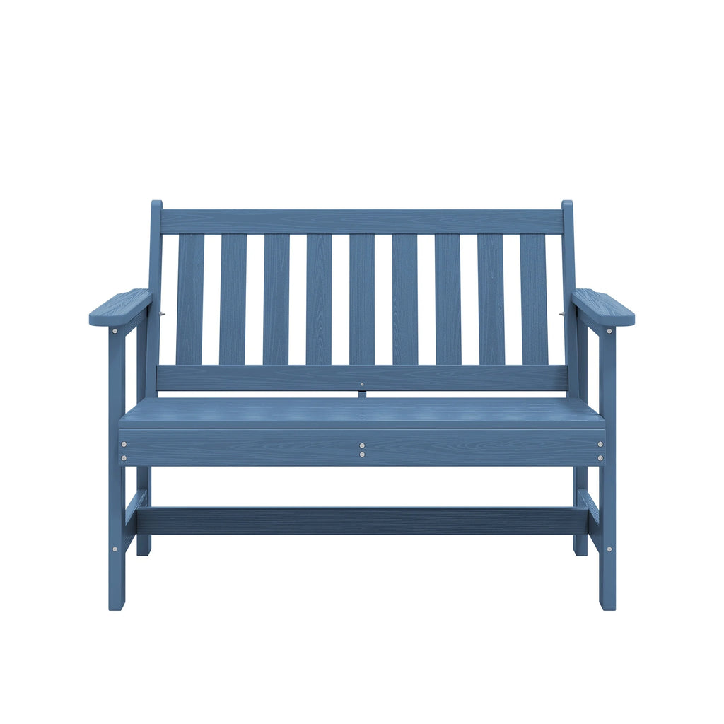 SERWALL Outdoor Bench for 2 - Person, Weather - Resistant HDPE with Aluminum Reinforcement, Supports 660 lb, Comfortable Seating for Patio, Garden, and Porch, Black