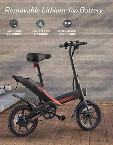Sailnovo 14-Inch Folding Electric Bike – Lightweight E-Bike for Teens and Adults with Built-in Battery