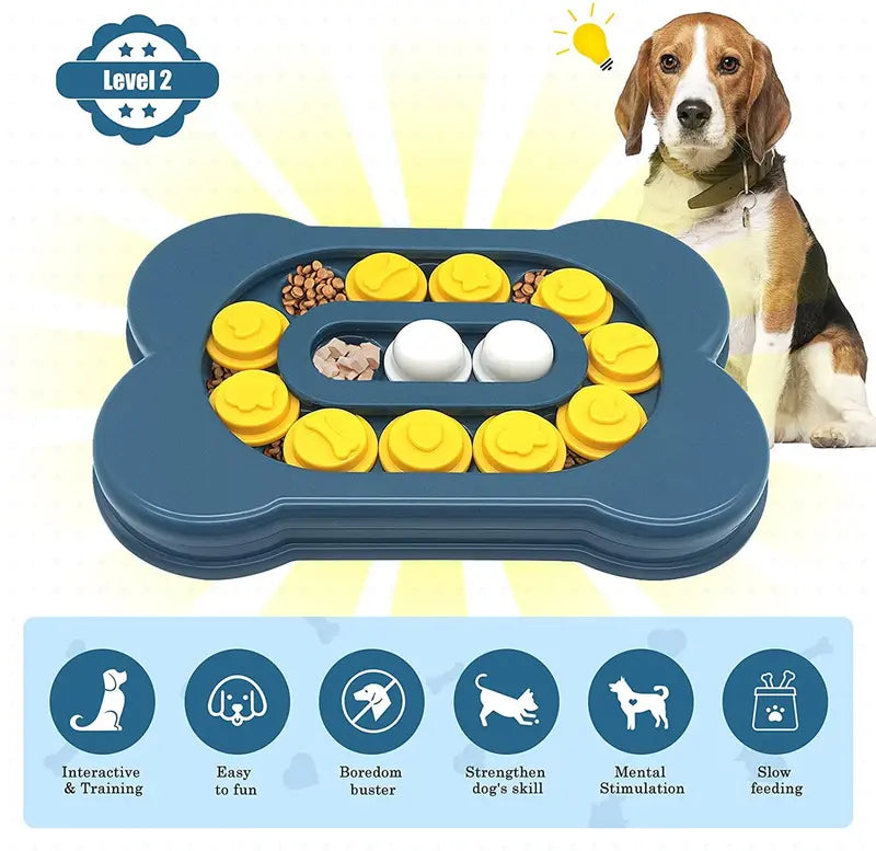 Gewiwss Dog Puzzle ToysDifficulty-Level Adjustable , Interactive Dog Toys for IQ Training and Mental Enrichment, Bone Shape Dog Enrichment Toy Gifts