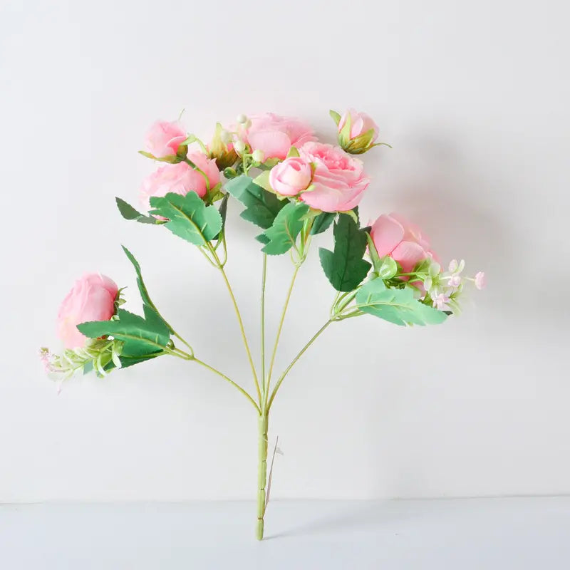 Korean-Style Handheld Peony Bouquet – Five-Spray Silk Floral Arrangement (31 cm)