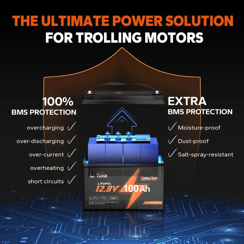 LiTime 12V 100Ah LiFePO4 Deep Cycle Battery – Built-in 100A BMS
