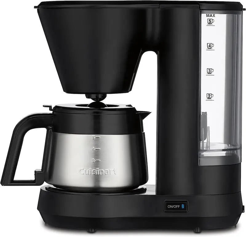 Cuisinart 5-Cup Compact Coffeemaker – Stainless Steel Carafe, Brew-Pause Function, Space-Saving Design