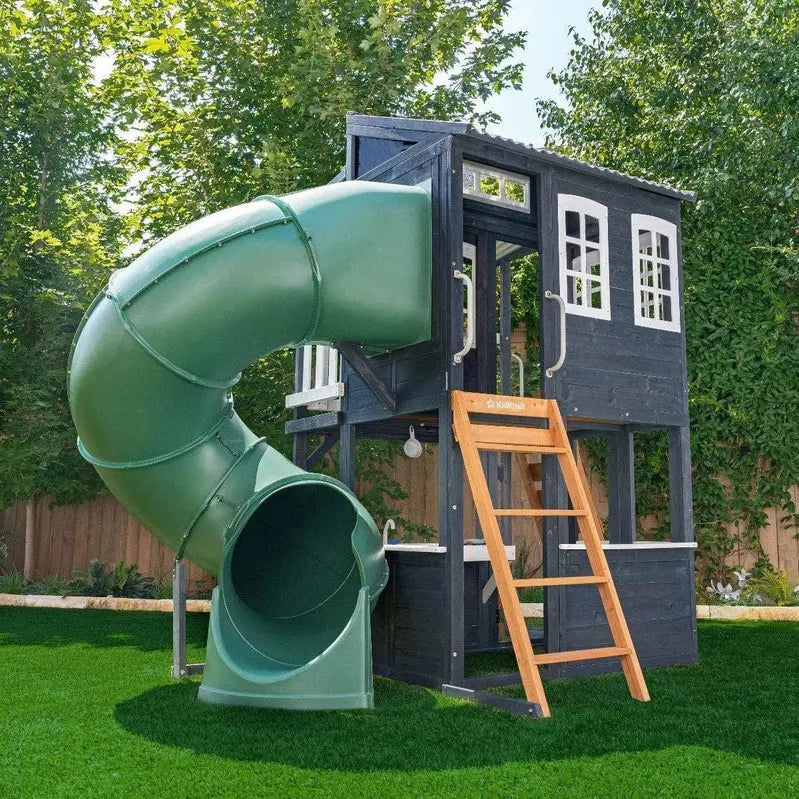 KidKraft Cozy Escape Navy Playhouse – Fully Assembled Backyard Play Structure