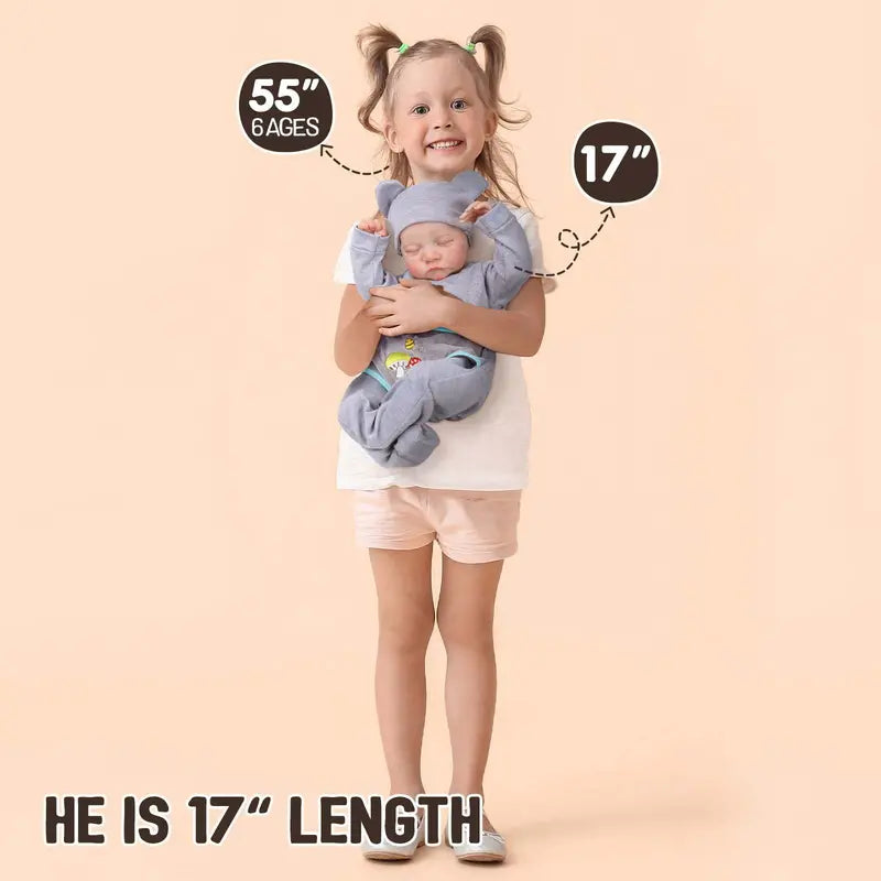 Lifelike 20″ Reborn Baby Boy Doll – Realistic Vinyl, Soft Body with Outfit & Toy Gift Set