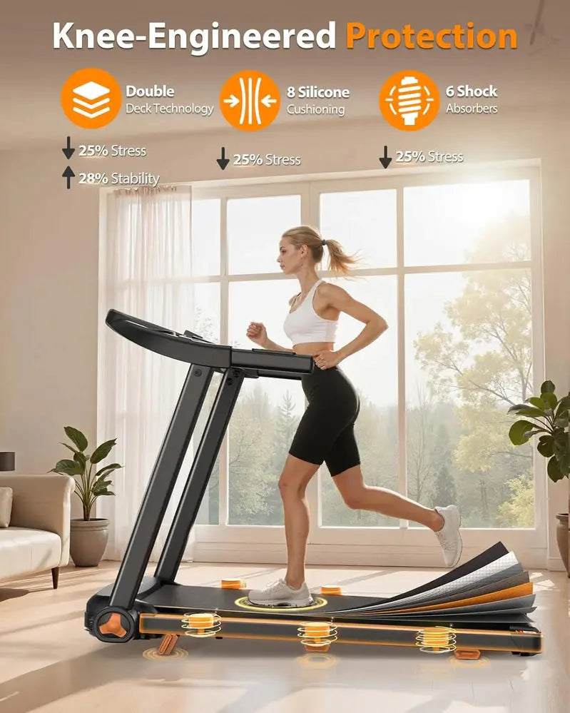 Foldable Home Treadmill with Adjustable Incline – Dual LED Display & Office-Friendly Design