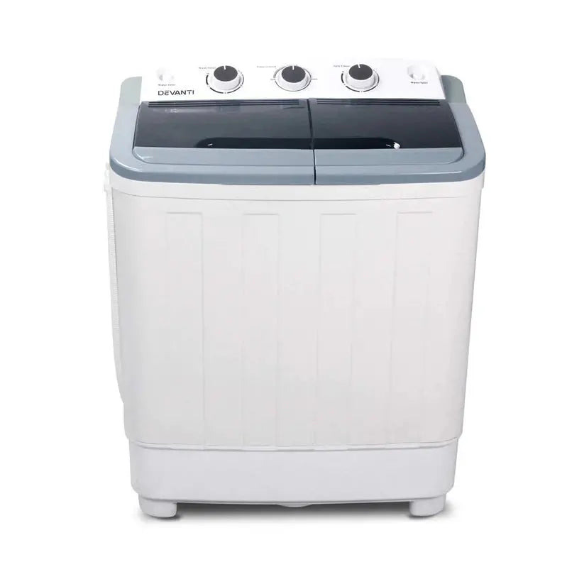 Devanti 5kg Portable Twin-Tub Washing Machine – Compact White Laundry Solution