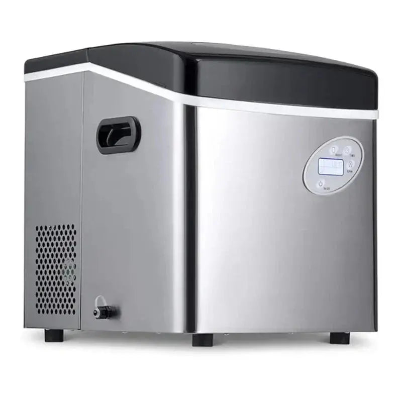 Compact Countertop Ice Maker – Produces 50 lbs Daily with 12 Bullet Cubes in Under 7 Minutes; Stainless Steel Build for Kitchen, RV, Office, or Bar Use
