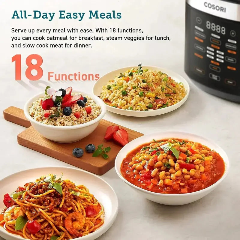 COSORI 6-Quart Electric Pressure Cooker – 9-in-1 Multi-Cooker with Enhanced Safety Venting