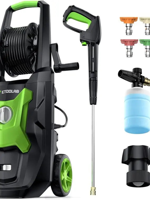 Orange Electric Pressure Washer 3800PSI 2.4GPM with 5 Nozzles, Dual Water Intake & 35FT Cord for Cars, Fences, Patios Cleaning
