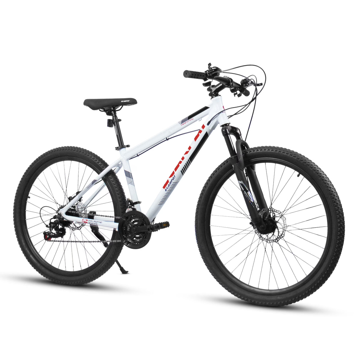 Juuar 27" Mountain Bike, 21 Speed High Carbon Steel Frame Bicycle with Suspension Fork Disc Brake for Men Women, White
