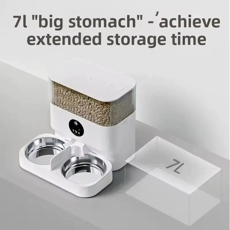 Smart Pet Feeder with HD Camera – Dual Stainless Steel Bowls, WiFi App Control & Scheduled Feeding for Multiple Pets