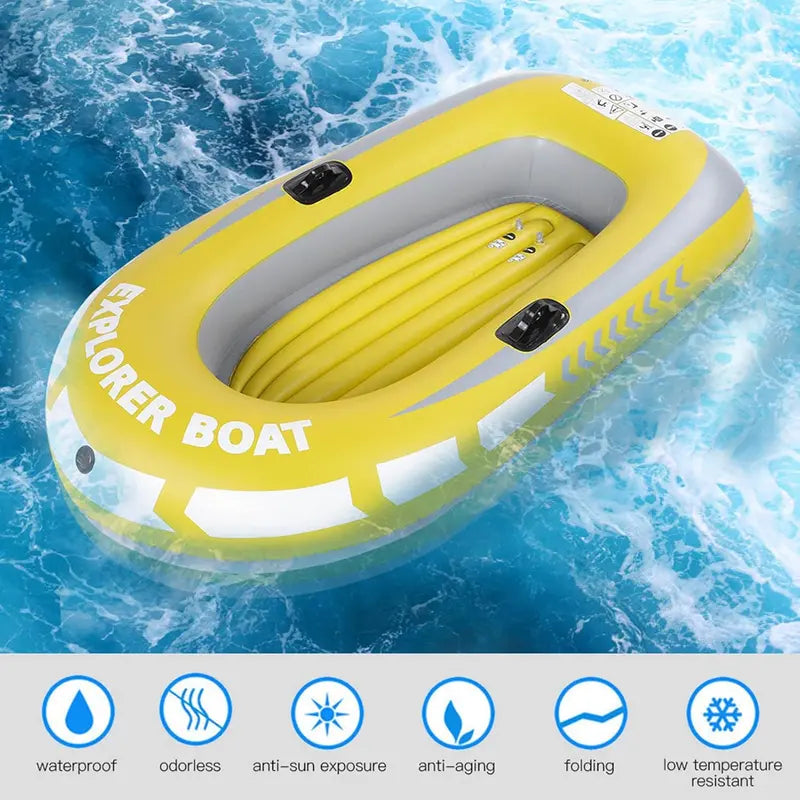 Dual-Chamber Inflatable Kayak Set – 2-Person Sport Raft with Welded Oar Locks, Grab Handles, Bow Rope & Ergonomic Design
