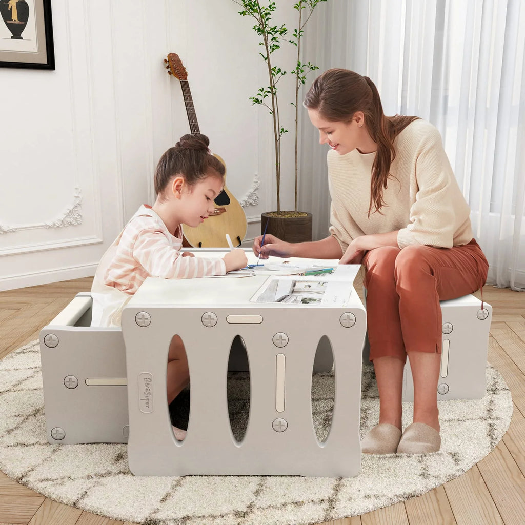BanaSuper Plastic Kid's Table and 2 Chairs Set