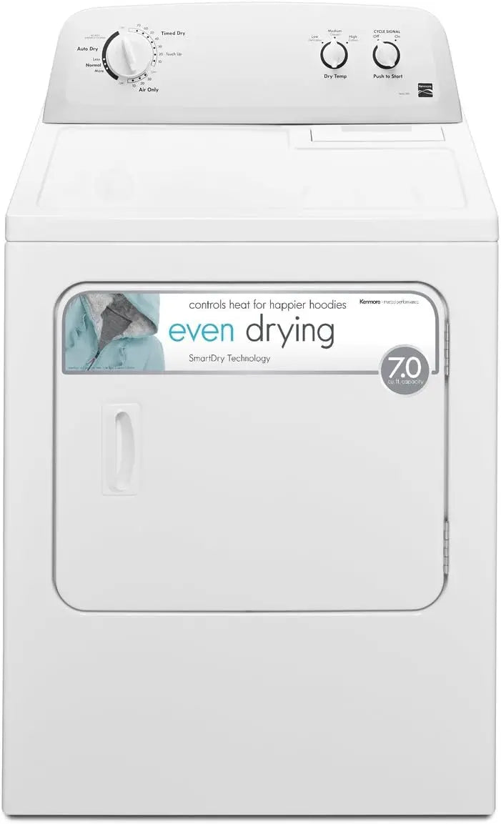 Kenmore 29-Inch Front-Load Electric Dryer – 7.0 Cu. Ft. Capacity, Wrinkle Guard, White