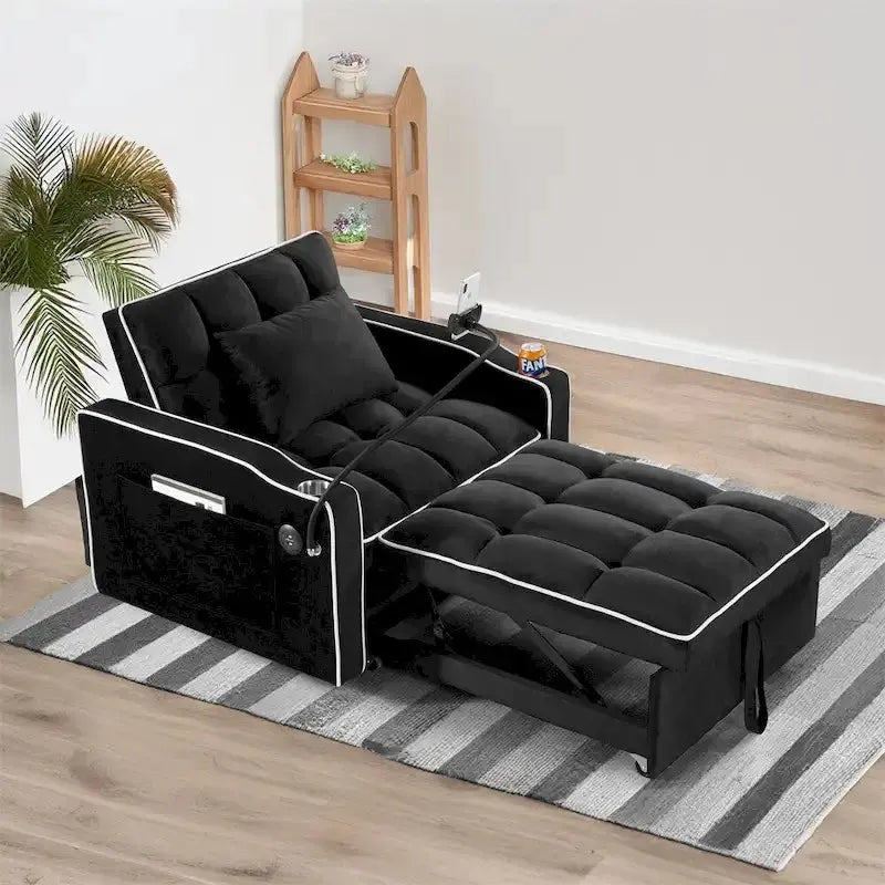 Convertible Sleeper Chair – Adjustable Pull-Out Sofa Bed with Upholstered Lounge Design