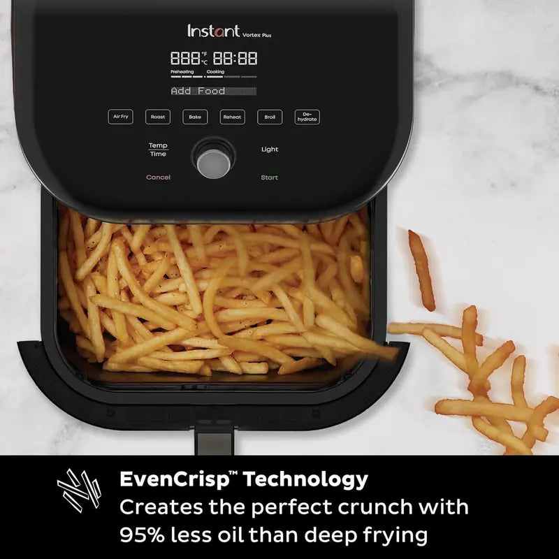 Instant Pot Vortex Plus 6-Quart Air Fryer – 6-in-1 Odor-Erase Appliance with Crisp, Roast, Broil, and Dehydrate Capabilities