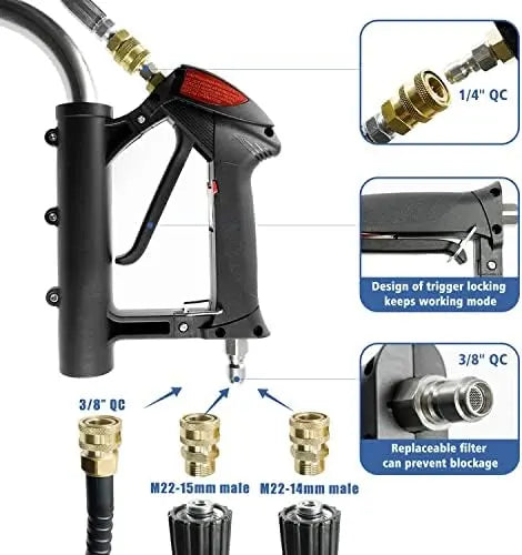 Janz Surface Cleaner Attachment for Pressure Washers – 4-Wheel Rotating Deck Scrubber