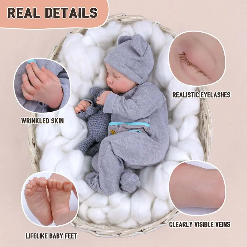 Lifelike 20″ Reborn Baby Boy Doll – Realistic Vinyl, Soft Body with Outfit & Toy Gift Set