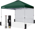 CROWN SHADES 10′ x 10′ Pop-Up Canopy with Single Sidewall: Portable Event Shelter for Parties, Campgrounds, and Outdoor Markets — Includes STO-N-Go Carry Bag