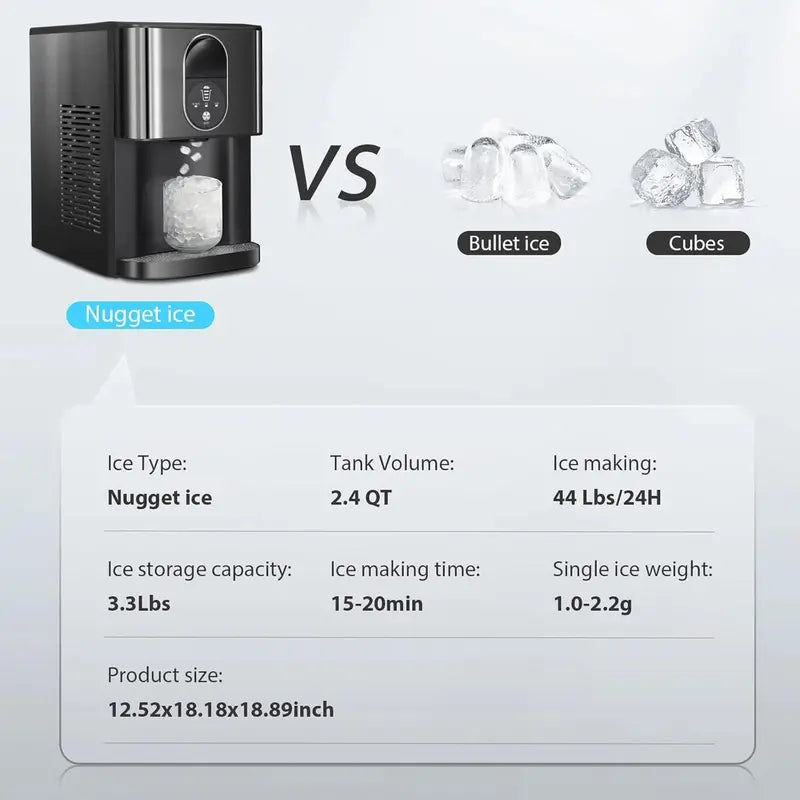 Countertop Nugget Ice Maker – Produces 44 lbs/Day of Chewable Ice