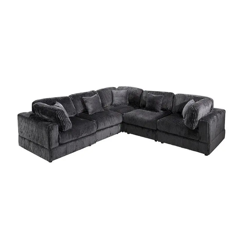 Oversized Corduroy L-Shaped Modular Sectional Sofa – Customizable 6-Piece Configuration