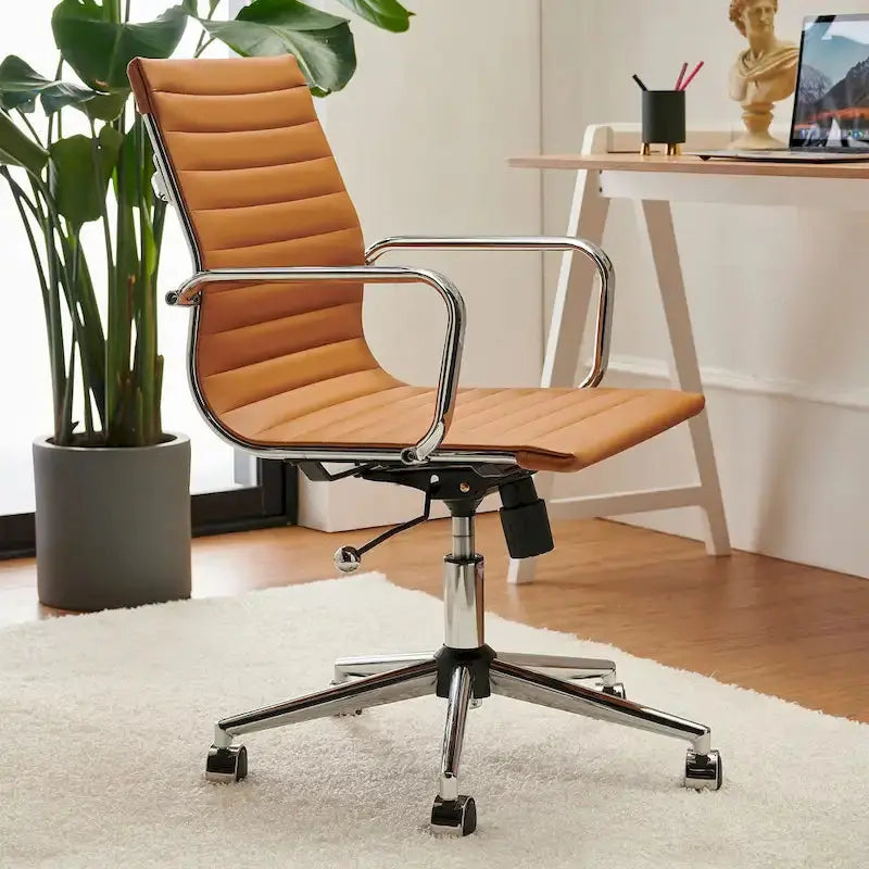 LUXMOD Ribbed Ergonomic Office Chair – Breathable Mesh Back & Adjustable Seat