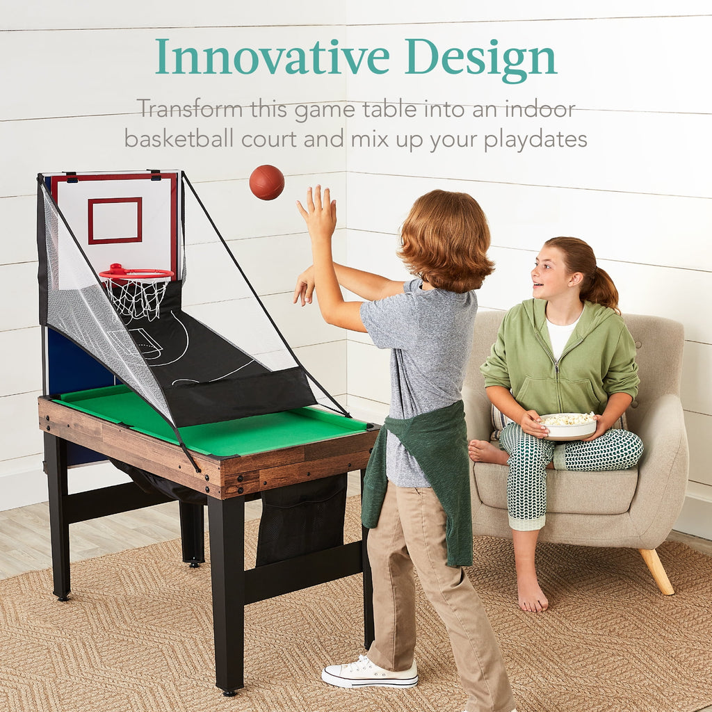 Best Choice Products 13 - in - 1 Combo Game Table Set W/ Ping Pong, Foosball, Basketball, Hockey, Archery - Natural