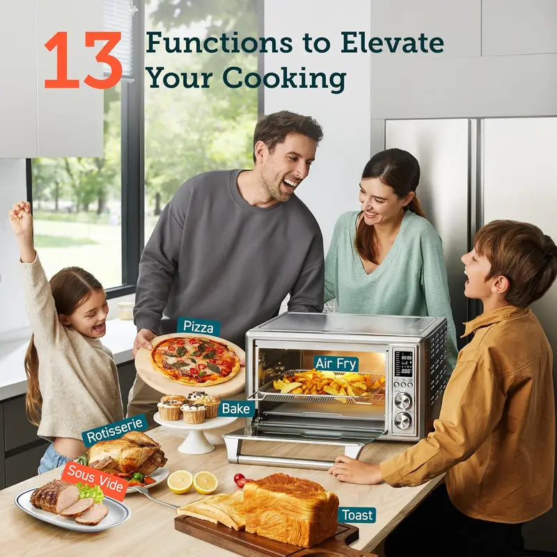 Smart 32-Quart 13-in-1 Air Fryer Toaster Oven – Wi-Fi & Voice-Controlled Convection Oven with App Integration