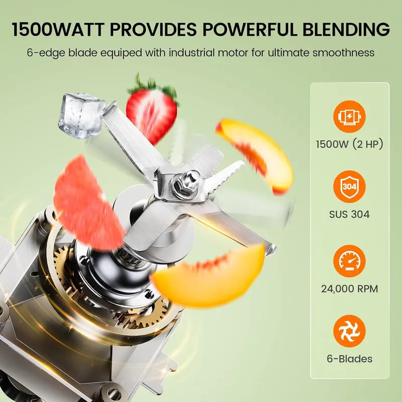 CRANDDI 1500W Commercial-Grade Blender with 80oz BPA-Free Pitcher