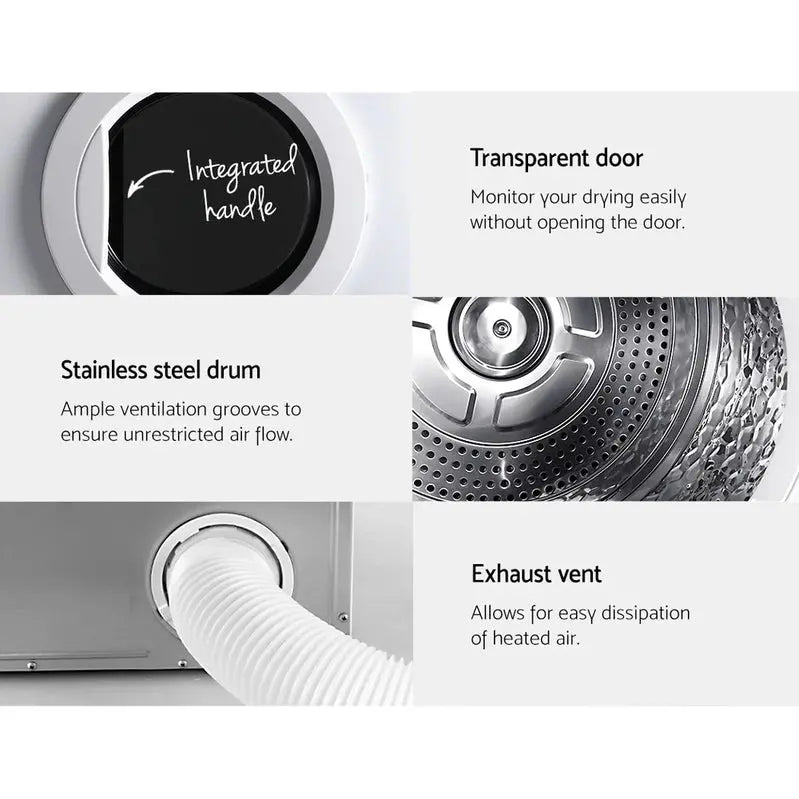 Devanti 7kg Vented Tumble Dryer – Compact White Capacity Dryer with Multiple Programs