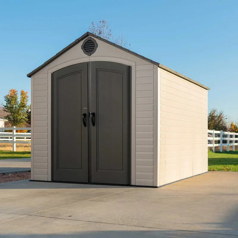 Lifetime 8′ x 10′ Outdoor Storage Shed – Durable Polyethylene Structure with Lockable Door