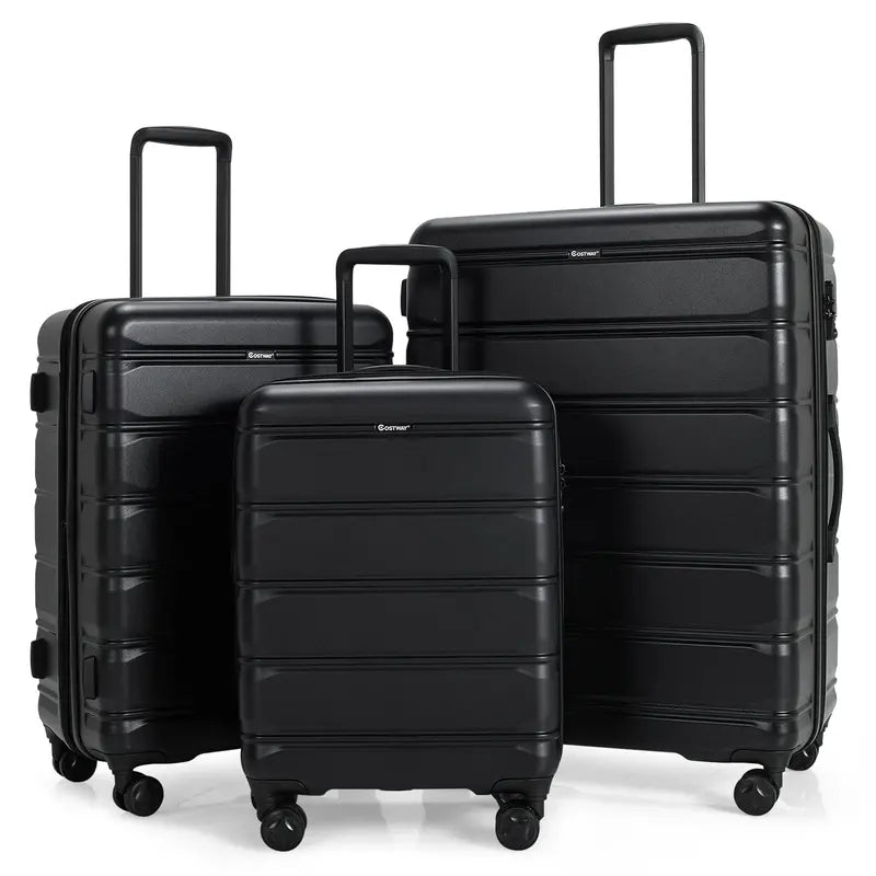 Expandable 3-Piece Spinner Luggage Set for Travel