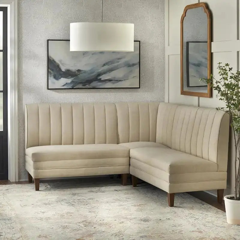Lifestorey Kerrington Banquette Set – 3-Piece Channel-Back Upholstered Seating